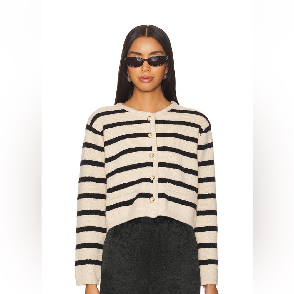 Benni Stripe Cardigan in tan & black